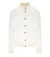 H953 White Knitted Bomber Jacket In White