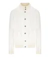 H953 White Knitted Bomber Jacket In White