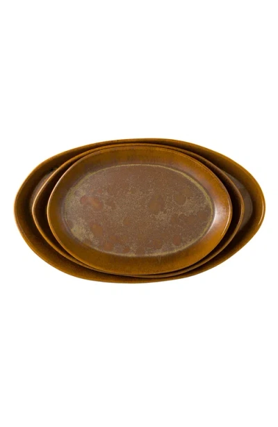 Haand Serving Platter Set In Brown