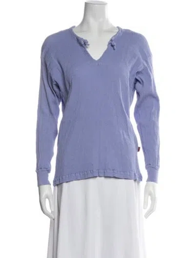 Pre-owned Haat V-neck Long Sleeve Top In Purple