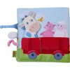Haba Fabric Book Down On The Farm With Removable Finger Puppet In Red Multi