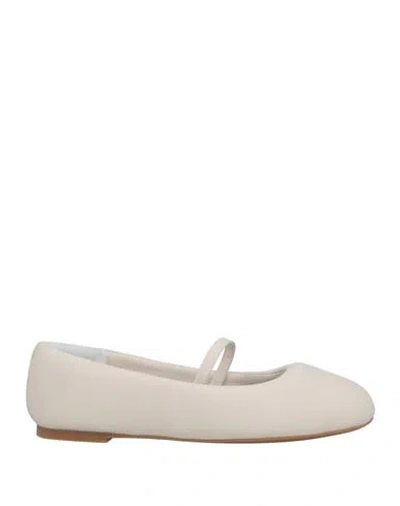 Habille Habillé Woman Ballet Flats Ivory Size 8 Leather In Gray
