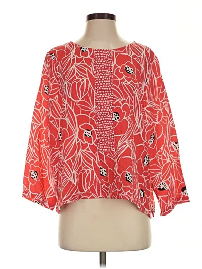 Pre-owned Habitat 3/4 Sleeve Blouse In Red
