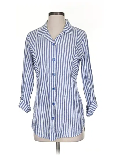 Pre-owned Habitat 3/4 Sleeve Button Down Shirt In Blue