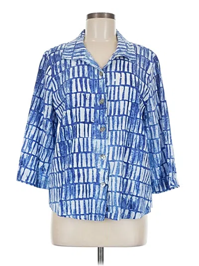 Pre-owned Habitat 3/4 Sleeve Button Down Shirt In Blue
