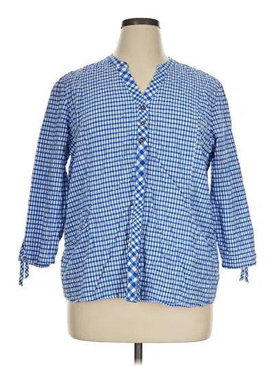 Pre-owned Habitat 3/4 Sleeve Button Down Shirt In Blue