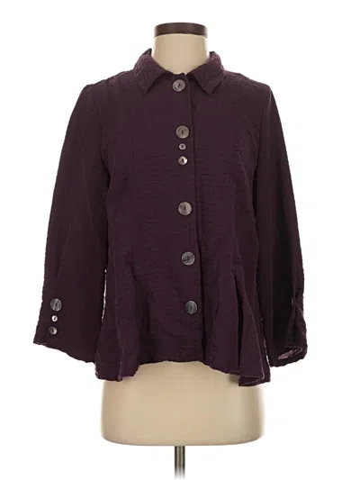 Pre-owned Habitat 3/4 Sleeve Button Down Shirt In Burgundy