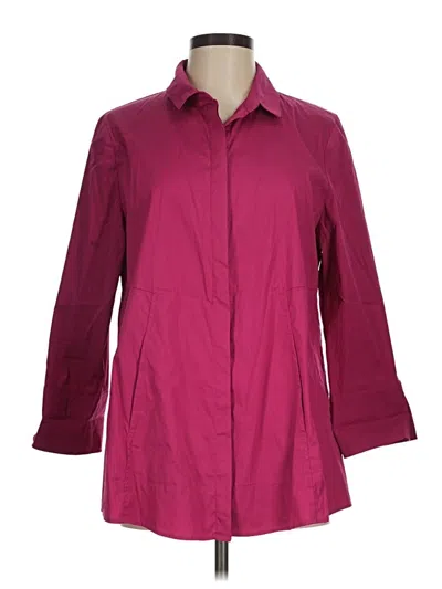 Pre-owned Habitat 3/4 Sleeve Button Down Shirt In Burgundy