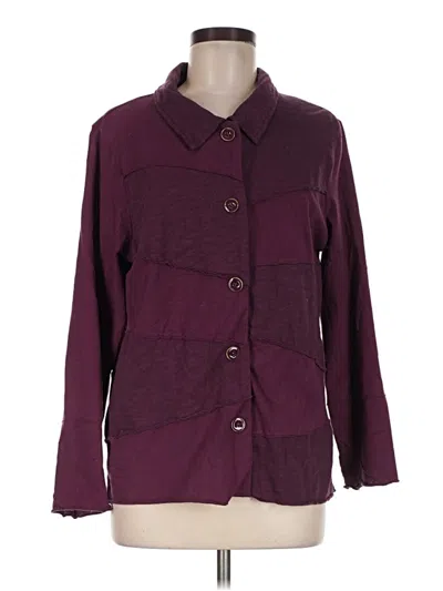 Pre-owned Habitat 3/4 Sleeve Button Down Shirt In Burgundy