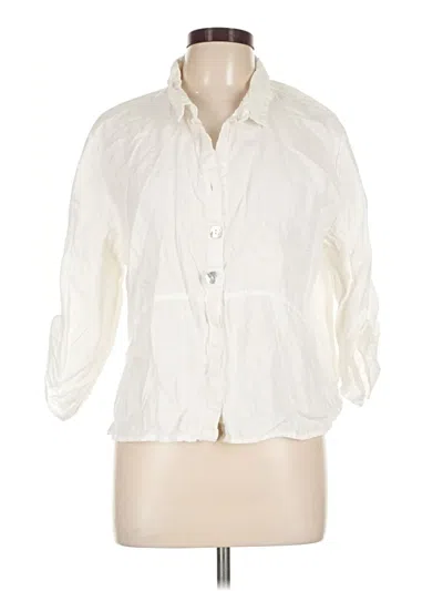 Pre-owned Habitat 3/4 Sleeve Button Down Shirt In Ivory