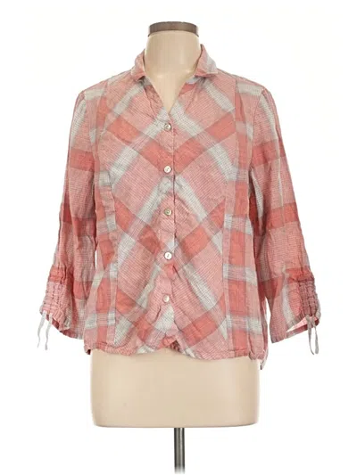 Pre-owned Habitat 3/4 Sleeve Button Down Shirt In Pink