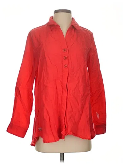 Pre-owned Habitat 3/4 Sleeve Button Down Shirt In Red