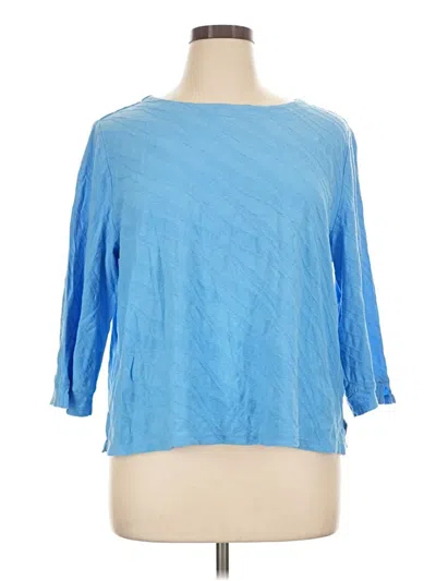 Pre-owned Habitat 3/4 Sleeve Top Blue Boatneck Tops