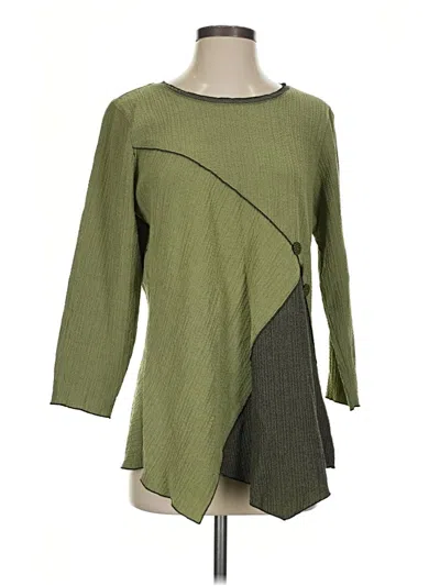 Pre-owned Habitat 3/4 Sleeve Top Green Square Neckline Tops