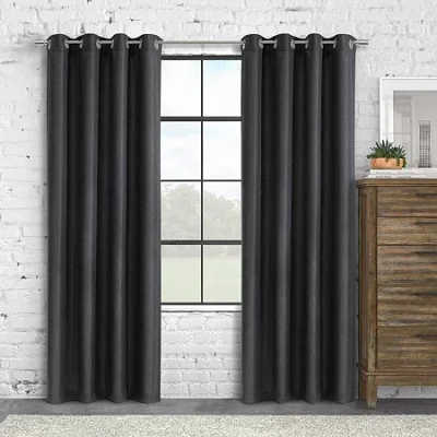 Habitat Abstract Grommet Top Light-filtering Single Curtain Panel In Black