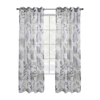 Habitat Alba Grommet Top Sheer Single Curtain Panel In Gray