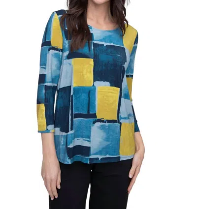 Habitat Arthouse Knits Tiles Easy Tee Top In Ocean In Blue
