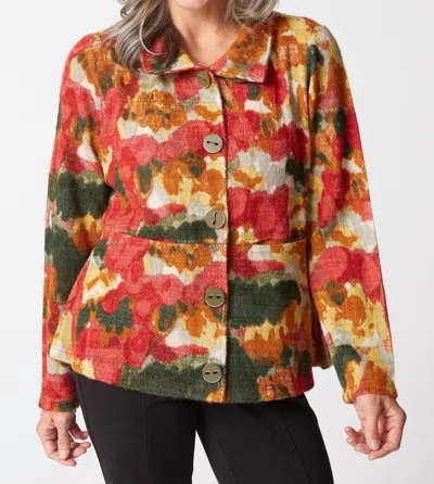 Habitat Aspen Knit Brushstrokes Highland Jacket In Ruby In Multi