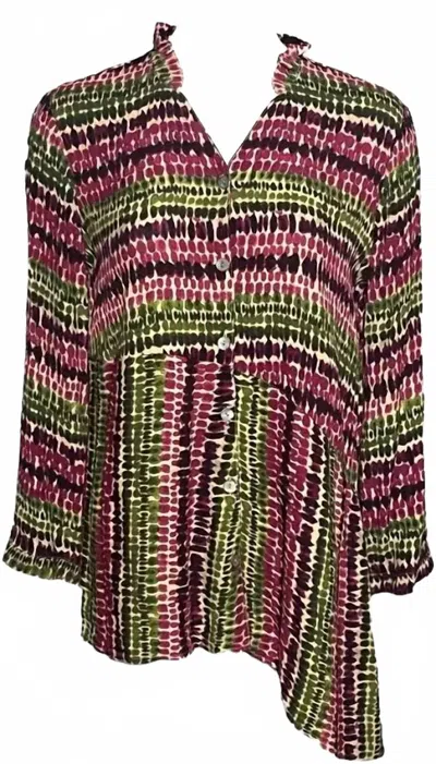 Habitat Asymetrical Button Front Tunic In Olive In Multi