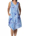 Habitat Cotton Paisley Asymmetrical Tank Dress In Denim In Multi