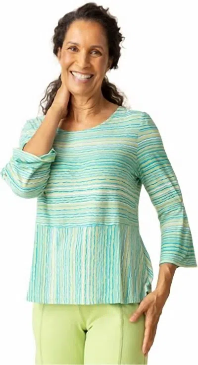 Habitat Beach Waves Peplum Top In Leaf In Blue