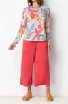 Habitat Boho Floral Longsleevetop In Coral Multi In Red