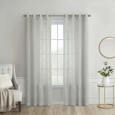 Habitat Boucle Grommet Top Sheer Single Curtain Panel In Gray