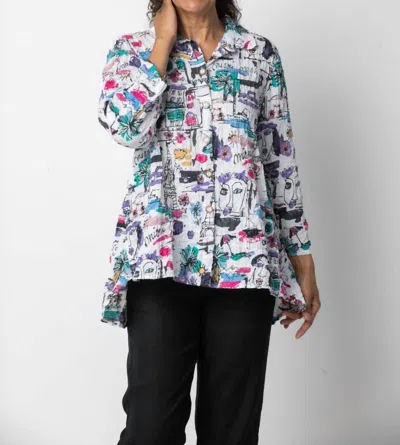 Habitat Button Down Tunic Top In White