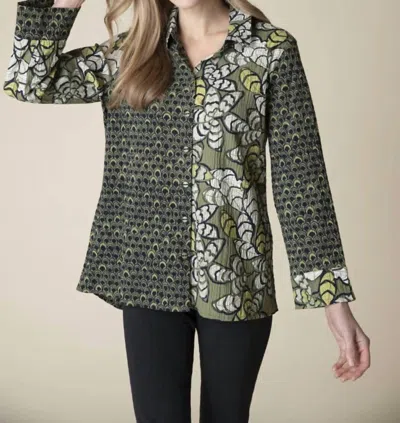 Habitat Button Up Shirt Top In Olive In Green