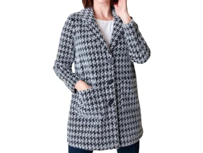 HABITAT CHENILLE HOUNDSTOOTH CAR COAT IN BLACK, STYLE # 49345