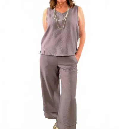 Habitat Chic Mixed Media Tank Top In Fog In Gray
