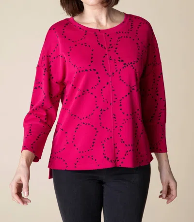 Habitat Circle Knit Jacquard Boxy Crew Neck Sleeve In Red