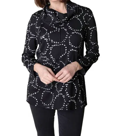Habitat Circle Jacquard Tie Neck Tunic Top In Black