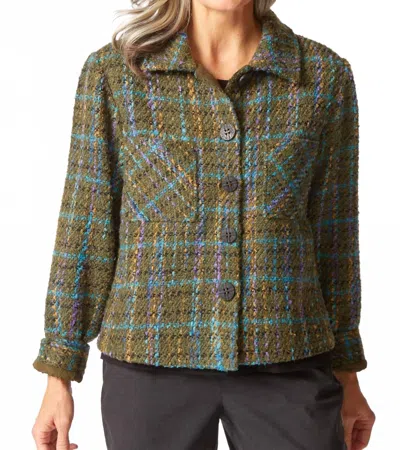 Habitat Confetti Plaid Shacket In Avocado In Green