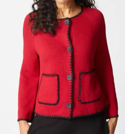 Habitat Contrast Stitch Cardigan In Red