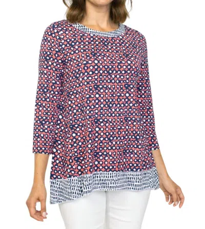 Habitat Core Travel Mixed Print Tunic Top In Melon In White