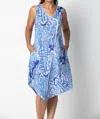 Habitat Cotton Paisley Asymmetrical Tank Dress In Denim In Multi