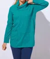 Habitat Cotton Slub Cowl Neck Sweater In Emerald In Blue