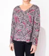 Habitat Cotton Slub Kaleidescope High Low Tee In Fog In Multi
