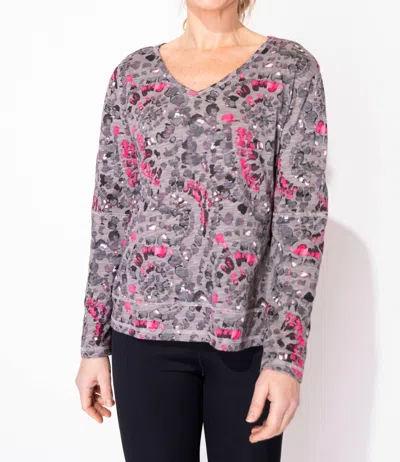 Habitat Cotton Slub Kaleidescope High Low Tee In Fog In Multi