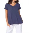 Habitat Cotton Slub Pieced V-neck Tunic Top In Navy In Blue