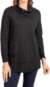 HABITAT COWL POCKET TUNIC TOP IN BLACK