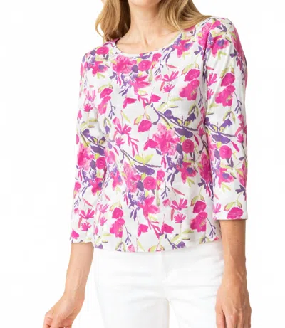 Habitat Cozy Rib Floral Everyday Tee In Berry In Multi