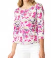Habitat Cozy Rib Floral Everyday Top In Berry In Pink