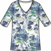 Habitat Cozy Rib Floral V-neck Tee In Indigo In Multi