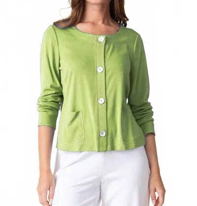 Habitat Cozy Rib Throw On Cardi In Leaf In Green