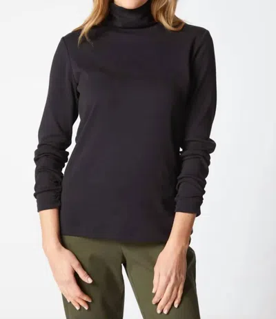 Habitat Cozy Ribbed Ruched Turtleneck Sweater In Black In Blue