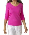 Habitat Cozy Ribbed V-neck Tee - Plus In Berry In Pink
