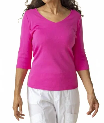 Habitat Cozy Ribbed V-neck Tee - Plus In Berry In Pink