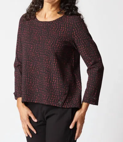 Habitat Crinkle Crepe Mosaic Button Placket Pullover In Wine In Brown